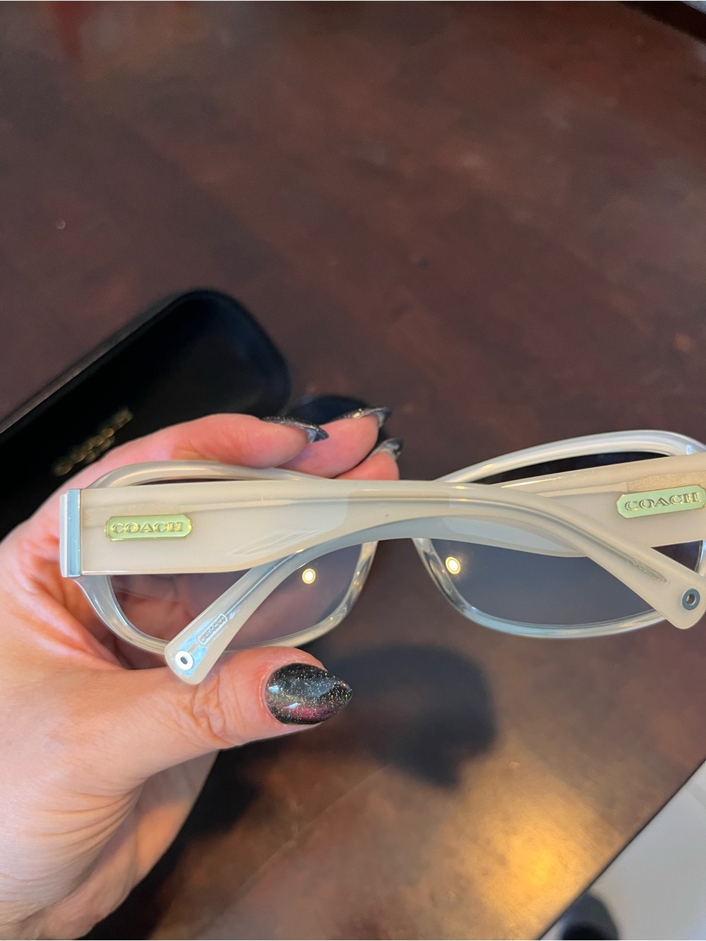 Coach Cream Cat-Eye Sunglasses with Dark Lenses - Picture 6 of 8